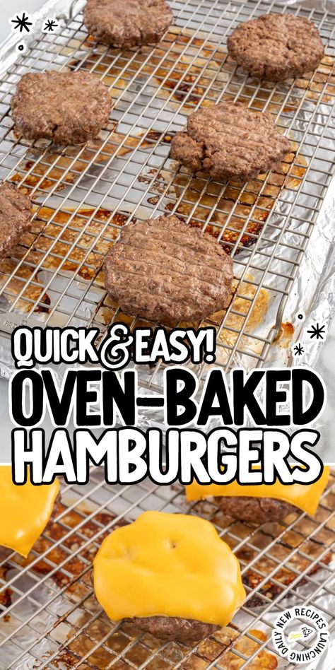 Hamburg, Baking Hamburgers In Oven, Spaceshipsandlaserbeams Recipes, Baked Hamburger Patties, Baked Cheeseburgers, Hamburger Spices, Oven Hamburgers, Oven Baked Burgers, Hamburger Party