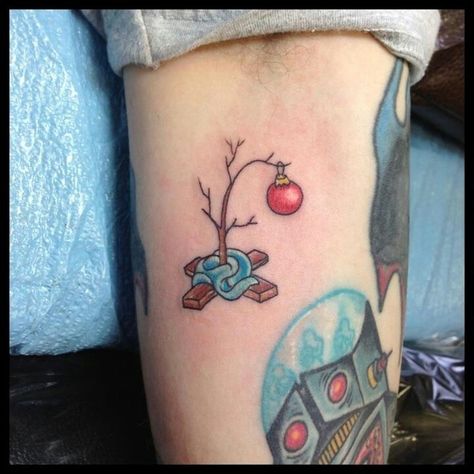 The Saddest Tree | Community Post: 20 Tattoos Inspired By Your Favorite Holiday Movies Brown Tattoo Ink, Christmas Tattoos, Tree Tattoo Arm, Snoopy Tattoo, Charlie Brown Christmas Tree, Christmas Tattoo, Holiday Movies, Charlie Brown Christmas, Owl Tattoo