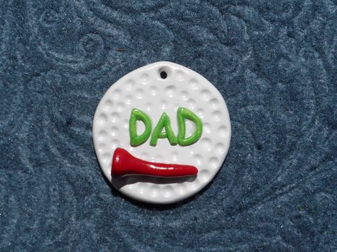 Dad golf ball  #cofbeads 2013 Cute Clay, Pottery Designs, Clay Ideas, Dry Clay, Polymer Clay Crafts, Air Dry Clay, Clay Creations, Golf Ball, Jewelry Trends