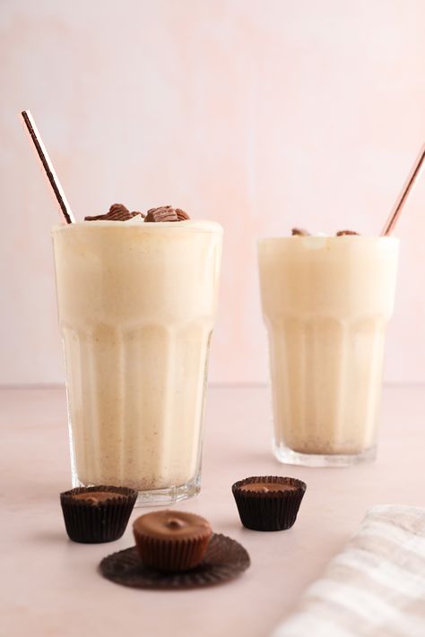 Peanut Butter Cup Milkshakes - Marisa Bakes Chocolate And Peanut Butter, Milkshake Recipes, Peanut Butter Cup, Dessert Ingredients, Milkshakes, Creamy Peanut Butter, Peanut Butter Cups, Delicious Chocolate, Cream And Sugar