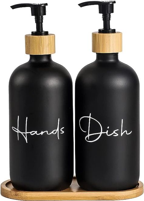 17 oz Hand Soap Dispenser Empty Glass Lotion Pump Bottles, Refillable Liquid Dish Soap Bottles for Bathroom, Kitchen Sink, Black, 2 Pack Kitchen Sink Black, Hand And Dish Soap Dispenser, Glass Soap Dispenser, Dish Soap Dispenser, Liquid Dish Soap, Hand Soap Dispenser, Minimalist Bathroom, Liquid Soap, Modern Bathroom Design