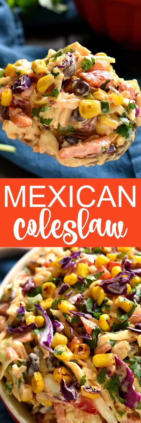 Mexican Coleslaw Recipe Salads Made With Coleslaw, Mexican Corn Slaw Recipe, Hot Coleslaw Recipe, Recipe With Coleslaw, Corn Coleslaw, Mexican Coleslaw, Salad Coleslaw, Coleslaw Recipes, Lemon Tree Dwelling