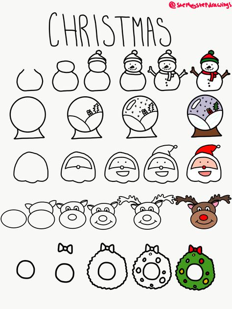 Gingerbread Doodle Christmas, Christmas Art Step By Step, What To Draw Christmas Edition, Christmas Theme Drawing Ideas, Xmas Letter Ideas, Easy To Draw Christmas Doodles, Christmas Drawing Ideas Step By Step, Christmas Letter Design Ideas, Christmas Drawing Doodles