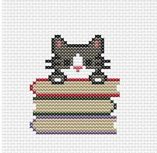 luzatolye - Etsy Канада Grey Cat Cross Stitch, One Colour Cross Stitch Patterns, Phd Cross Stitch, Cross Stitch Library, Bookmarks Cross Stitch Pattern, Bookish Cross Stitch Patterns, Books Cross Stitch Pattern, Cat Bookmark Cross Stitch, Small Cat Cross Stitch Pattern