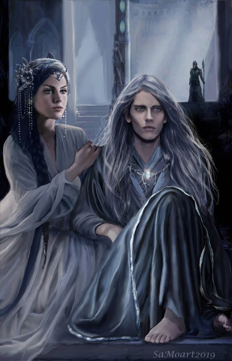 Тингол и Мелиан Thingol and Melian by SaMo-art Elf Character Art, Tolkien Artwork, John Howe, Tolkien Elves, Middle Earth Art, Elves Fantasy, Fantasy Love, Tolkien Art, Lotr Art