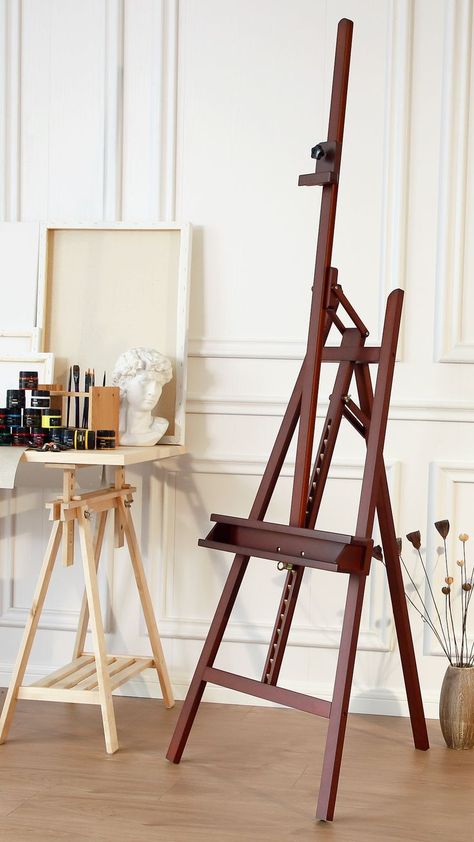 Artist Easel Plans, Painting Easel, Painting Corner, Artist Bedroom, Earthy Living Room, Art Studio Organization, Art Studio Room, Art Studio Design, Art Easel