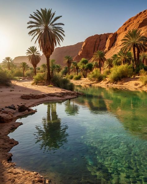 Arizona Desert Aesthetic, Oasis In Desert, Desert And Sea, Morocco Nature, Desert Building, Oasis Aesthetic, Salt Desert, Desert Landscape Photography, Oasis In The Desert