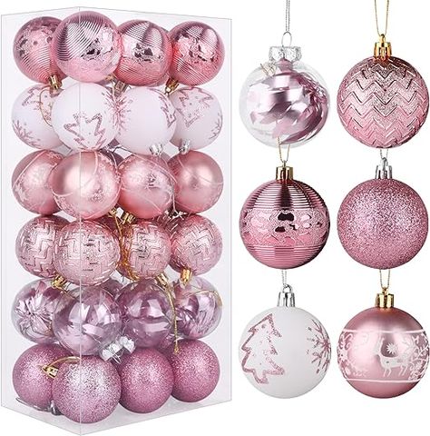 VAINECHAY Christmas Balls Ornaments Shatterproof Pink White Christmas Tree Ornament Multicolor Xmas Trees Decorations, 2.36 inches, Set of 36pcs Pink White Christmas, Christmas Led String Lights, Pink Christmas Ornaments, Xmas Tree Ornament, Christmas Decorations Bedroom, Merry Christmas Decoration, Xmas Tree Decorations, Christmas String Lights, Christmas Banners