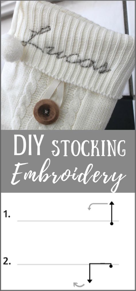 DIY Stocking Embroidery Embroidery Names Ideas, Names On Stockings, Christmas Carriage, Stocking Embroidery, Embroidery Names, How To Embroider Letters, Diy Stocking, Ideas For Embroidery, Letter Stockings