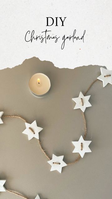 Sofi Sokolova on Instagram: "Creating a Minimalist Scandinavian Christmas Garland 🌟✨ Craft your own with star cookie cutter, air dry clay (I used JOVI), and jute twine.🌲✨ #christmasgarland #diychristmasdecor #diychristmas #christmascrafts" Star Clay Garland, Christmas Crafts Air Dry Clay, Air Dry Clay Star Garland, Salt Dough Star Garland, Salt Dough Decorations Christmas, Air Dry Clay Stars, Polymer Clay Garland, Air Dry Clay Christmas Decorations Diy, Christmas Decoration Minimalist