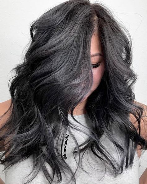 Hair Color Ideas Trendy, Charcoal Grey Hair, Unique Hair Color Ideas, Unique Hair Color, Charcoal Hair, Dark Grey Hair, Dark Fall Hair Colors, Dark Fall Hair, Hair Color Unique