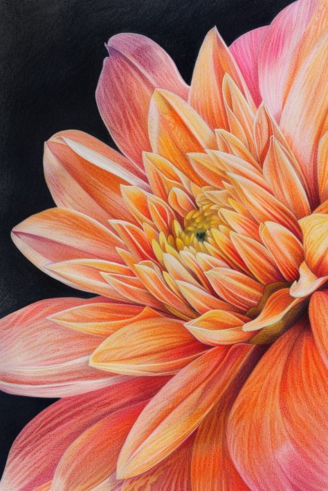 Botanical Art Colored Pencil, Abstract Drawing Ideas Creative, Flower Colour Drawing, Colored Pencil Artwork Ideas Beautiful, Flower Shading Drawing, Coloring Flowers With Colored Pencils, Color Pencil Drawing Ideas Creative, Colour Pencil Flower, Flower Color Pencil Drawing