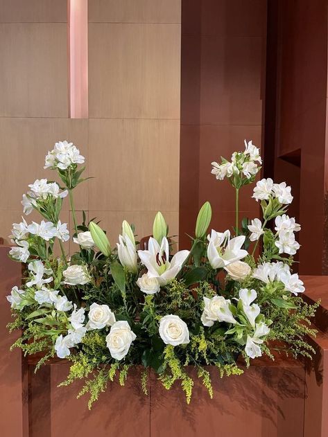 Easter Altar Flower Arrangements, Alter Flowers For Church, Altar Arrangement Church, Church Flower Arrangements Altars Ideas, Altar Decorations Church, Altar Flower Arrangements, Easter Church Flowers, Church Wedding Flowers, Easter Flower Arrangements