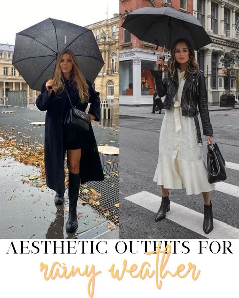 25 Practical And Cute Spring Rainy Day Outfits - ljanestyle Fall Rainy Outfits Women, How To Dress For A Rainy Day, Outfit In Rainy Days, Cute Raining Day Outfit, Cute Spring Rainy Day Outfits, Rainy Day New York Outfit, Summer Outfit Rainy Days, Date Night Rainy Day Outfit, Spring Rainy Day Outfit Casual Chic