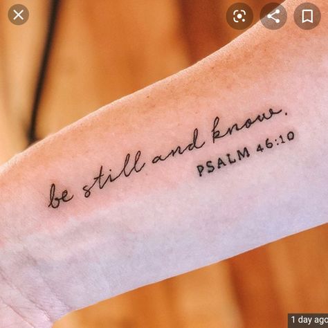 Psalm 46 10 Tattoo, Be Still Tattoo, Scripture Tattoos, Biblical Tattoos, Bible Tattoos, 10 Tattoo, Bible Verse Tattoos, Rib Tattoos For Women, Verse Tattoos