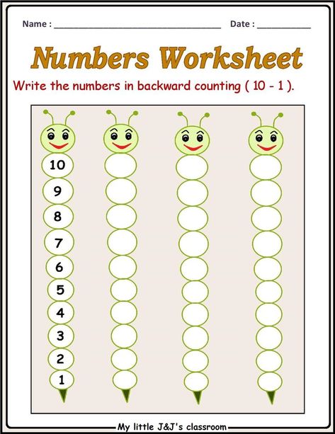 Backward counting worksheet from 10 to 1-kindergarten children Math Worksheets For Nursery, Math Worksheets For Kindergarten Free, Math Worksheets For Preschoolers, Backward Counting, Worksheet For Nursery, Nursery Books, Math Counting Worksheets, Math Worksheets For Kindergarten, Worksheet For Nursery Class