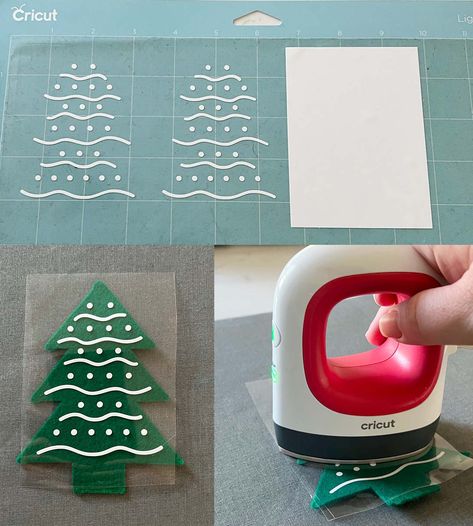 Vinyl On Felt, Cricut Felt Ornaments Diy, Cricut Felt Projects Christmas, Cricut Felt Projects, Vinyl Christmas Ornaments, Diy Felt Christmas, Cricut Ornaments, Felt Ornaments Diy, Felt Glue