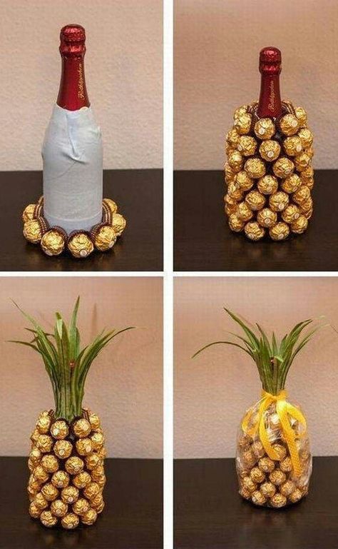 10 Co-Workers Candy Christmas Gift Ideas | CandyStore.com Joululahjat Diy, Craft Table Diy, Christmas Candy Gifts, Aesthetic Homecoming, Anniversaire Diy, Pineapple Gifts, Diy Gifts For Mom, Wine Bottle Diy Crafts, Art & Craft Kit