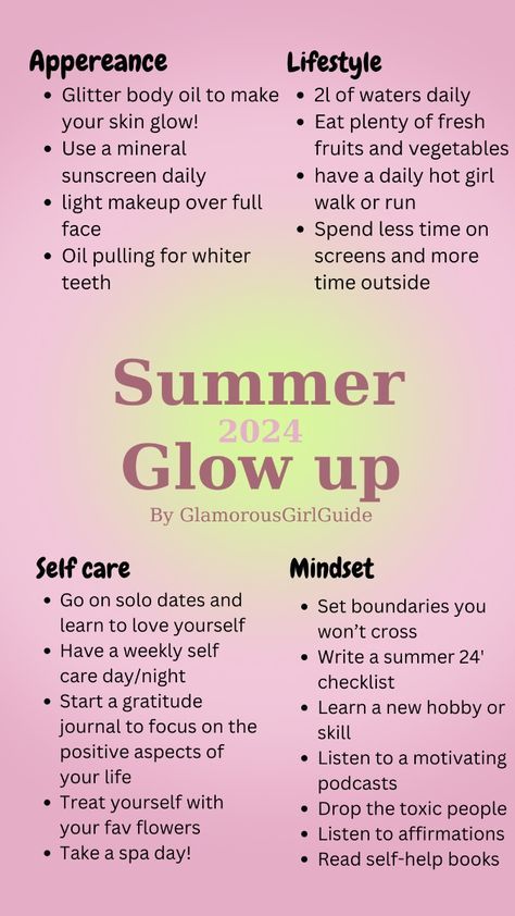 #BEAUTY, #RELATIONSHIPS #Fashion #Animals #Outfits #Winter Outfits #Animals Glow Up Project List, How To Glow Up During Summer Break, 40 Glow Up, How To Summer Glow Up, Glow Up Summer Routine, September Glow Up Challenge, Summer Glow Up Tips For School, Tips To Glow Up Mentally And Physically, How To Have The Best Glow Up