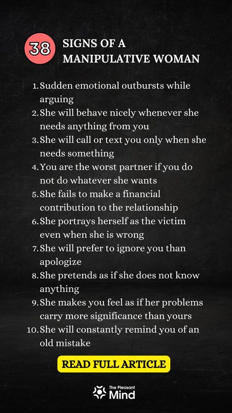 A healthy relationship involves showering all the love, support, and attention to your partner. When you do not get the same in return, look out for the signs of a manipulative woman. Manipulative Women Quotes, Manuplation Quotes, Manipulative People Quotes, Men Love Quotes, Manipulative Women, Manipulative Men, Manipulative People, Adulting Quotes, Secret Relationship