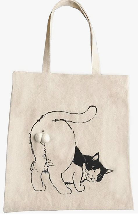 Cat Balls, Handpainted Tote Bags, Sacs Tote Bags, Canvas Bag Design, Best Tote Bags, Handmade Handbag, Diy Bag Designs, Cat Ball, Pocket Handbag