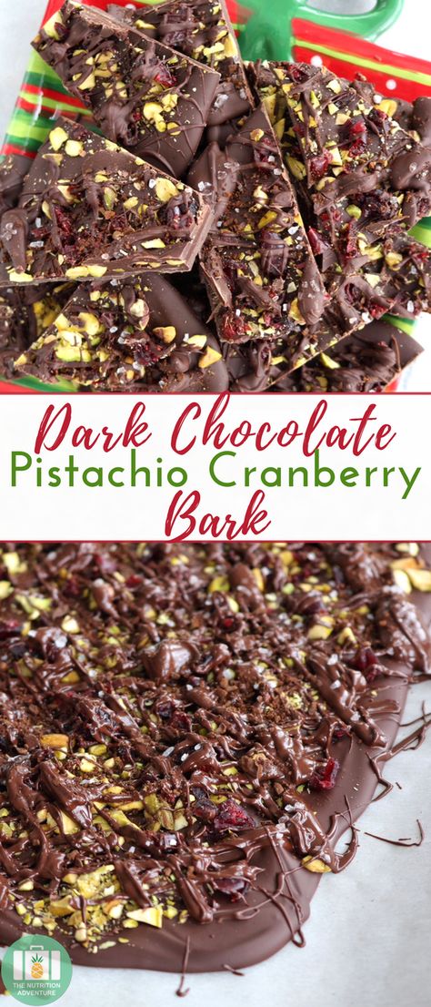 Cranberry Pistachio Bark, Cranberry Bark, Dark Chocolate Pistachio, Pistachio Bark, Winter Vegetarian Recipes, Christmas Bark Recipes, Dark Chocolate Bark, Dark Chocolate Nutrition, Chocolate Bark Recipe