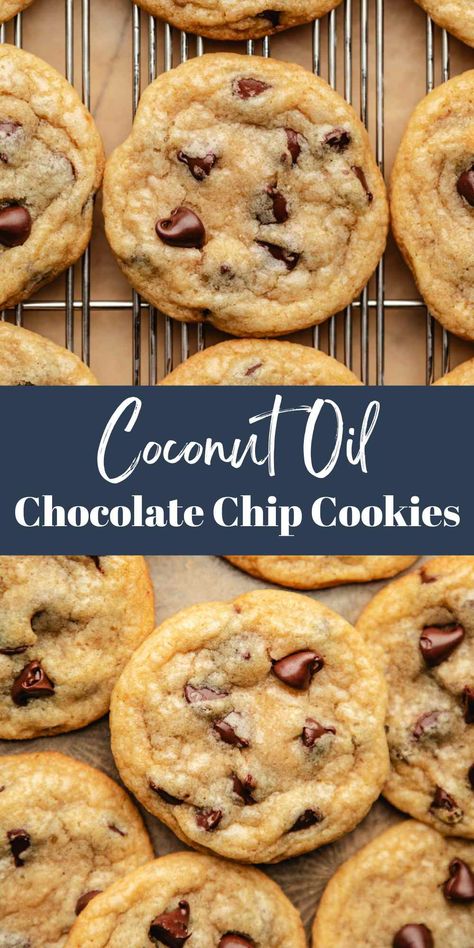 Cookie Recipes With Coconut Oil, Choc Chip Cookies Healthy, Heart Healthy Chocolate Chip Cookies, Coconut Oil Oatmeal Chocolate Chip Cookies, Coconut Almond Chocolate Chip Cookies, Chocolate Chip Cookies Healthier, Monk Fruit Chocolate Chip Cookies, Coconut Oil Snacks, Clean Chocolate Chip Cookies