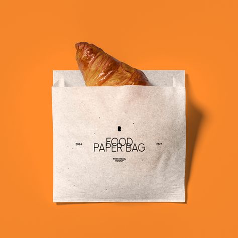 Free Food Paper Bag Mockup PSD Food Paper Bag, Paper Bag Mockup, Food Paper, Food Mockup, Bread Packaging, Menu Mockup, Bakery Branding, Paper Food, Recycled Book