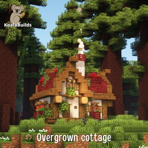 Tap to watch the full relaxing tutorial Jungle House Minecraft Ideas, Overgrown Cottage Minecraft, Minecraft Bird House, Small Bridge Minecraft, Small Cute Minecraft Houses, Minecraft Small Houses, Minecraft Small House Ideas, Overgrown Minecraft, Small Minecraft Houses