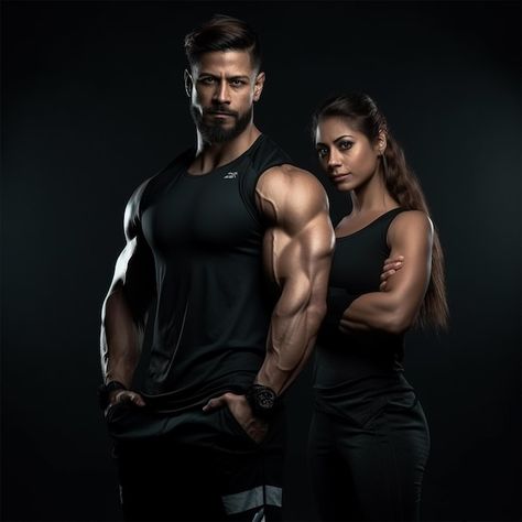 Premium Photo | Couples personal trainer gym trainer fitness Couple Workout Pictures, Fitness Couple Photoshoot, Couple Gym Pics, Fit Couples Pictures, Personal Trainer Photoshoot, Couples Fitness, Gym Poses, Fitness Shoot Ideas, Gym Personal Trainer