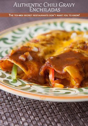 Have you ever thought that your homemade enchiladas are good, but just not quite as great as an authentic restaurant makes? The secret is in the gravy. It's a very spicy, smooth sauce that bakes up perfectly on enchiladas. Try it and never look back! Texmex Enchiladas, Chili Gravy, Homemade Enchiladas, Tex Mex Recipes, Gooey Cheese, Enchilada Recipes, Think Food, Latin Food, Enchilada Sauce