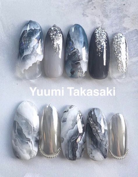 Watercolor Marble Nails, Nail Art Korean Style Trends, Trendy Nail Art Designs 2022, Glass Nails Designs, Fake Nails Designs, Marble Nail Designs, Marble Nail, Beauty Nails Design, Marble Nail Art