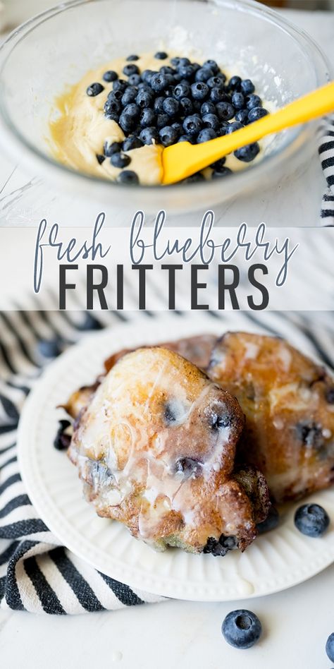 Fresh Blueberry Breakfast Recipes, Frozen Blueberry Breakfast Recipes, Portable Brunch Ideas, Baked Blueberry Fritter Bites, Blueberry Greek Yogurt Fritters, Breakfast Recipes With Blueberries, Ways To Use Blueberries, Blueberry Pie Bites, Blueberry Fritter Bites