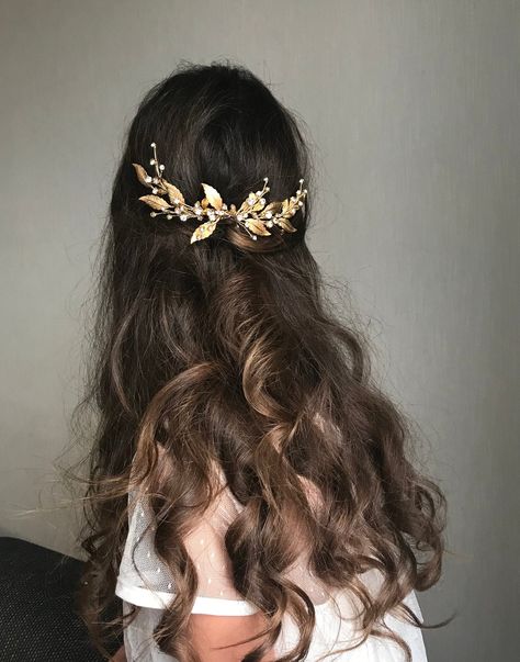 Fall Wedding Hair Pieces, Grecian Hair, Grecian Hairstyles, Rose Gold Hair Piece, Greek Hair, Leaf Hair Piece, Hair Piece Wedding Hair, Hairstyles Quick, Gold Hair Piece