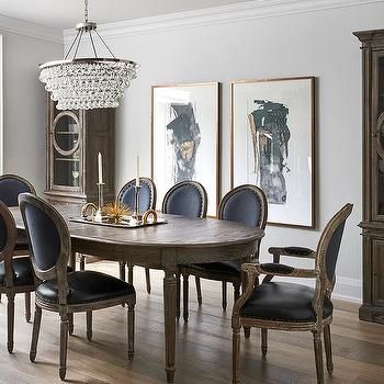 Oval French Dining Table with Black Leather Round Back Chairs Coastal Dining Room Decor, Modern Farmhouse Dining Room Decor, Dining Room Decor Elegant, Christmas Dining Room Decor, Dining Room Decor Traditional, Dining Room Decor Rustic, Dining Room Table And Chairs, Dining Room Decor Modern, French Dining Tables