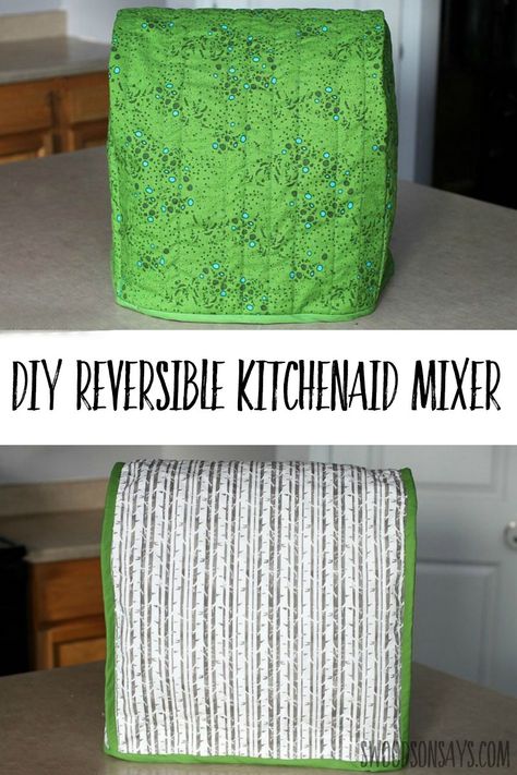 Check out this reversible kitchenaid mixer cover pattern! Linked in the post, see this quilted version and what the scraps were made into. #sewing Kitchenaid Mixer Cover, Mixer Cover, Kitchenaid Mixer, Sew Ins, Beginner Sewing Projects Easy, Leftover Fabric, Sewing Projects For Beginners, Easy Sewing Projects, Love Sewing