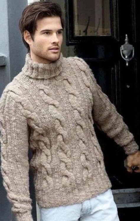 Guys in Jumpers Men Crochet Sweater, Crochet Men Sweater, Sweater Free Pattern, Cable Knit Sweater Pattern, Quilted Sweater, Mens Fur Coat, Crochet Men, Turtle Neck Men, Men Crochet