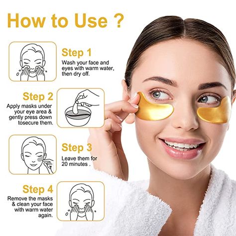 This Eye Mask set includes 30 pairs of 24K Gold Under Eye Patches. These skincare products target dark circles, puffiness, wrinkles, and fine lines. Suitable for both men and women, they help reduce eye bags and come with bonus hair clips. Disclaimer/Disclosure: As an Amazon affiliate, I earn from qualifying purchases. Reduce Eye Bags, Under Eye Patches, Under Eye Mask, Image Instagram, Dark Circles Under Eyes, Beauty Natural Products, Eye Patches, Eye Wrinkle, Under Eye Bags