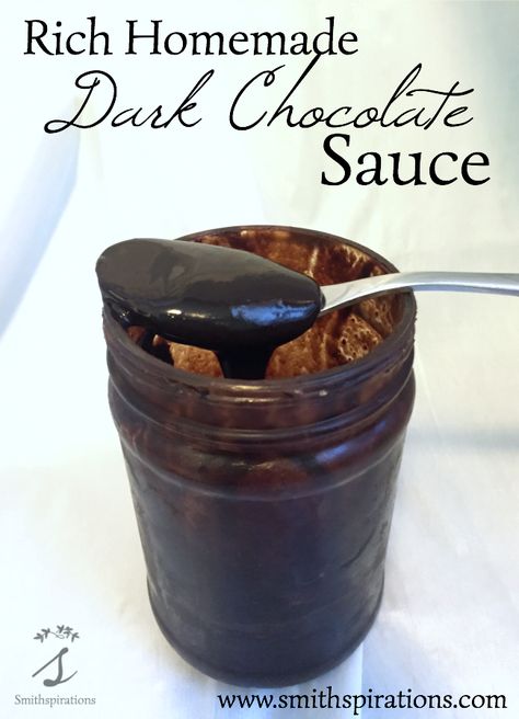 Rich Homemade Dark Chocolate Sauce Dark Chocolate Sauce Recipe, Dark Chocolate Sauce, Chocolate Syrup Recipes, Homemade Chocolate Syrup, Homemade Chocolate Sauce, Chocolate Sauce Recipes, Dark Chocolate Ice Cream, Homemade Dark Chocolate, Homemade Hot Fudge