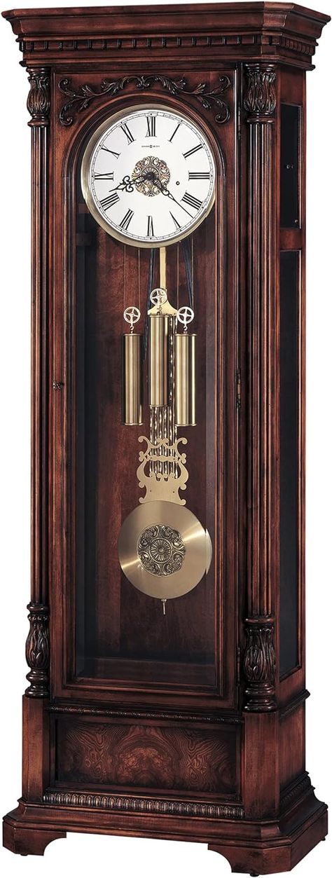 Howard Miller Perlman Floor Clock II 547-034 – Heavily Distressed Hampton Cherry Grandfather Timepiece Home Decor with Cable-Driven Triple-Chime Movement Dentil Moulding, Furniture Woodworking, Howard Miller, Woodworking Furniture Plans, Old Clocks, Clock Shop, Antique Clock, Furniture Trends, Antique Clocks