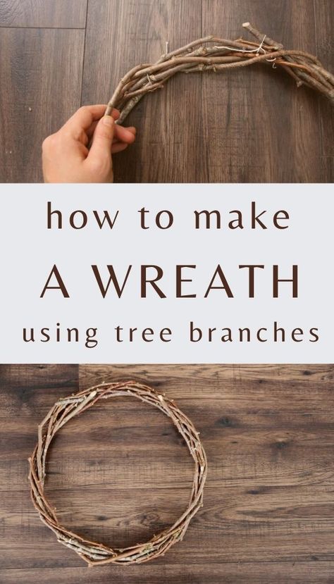 Learn to make a wreath frame from tree branches! Twig Crafts, Make Your Own Wreath, Tree Branch Decor, Make A Wreath, Easy Diy Wreaths, Natural Wreath, Diy Christmas Wreaths, Wreath Frame, Witchy Crafts