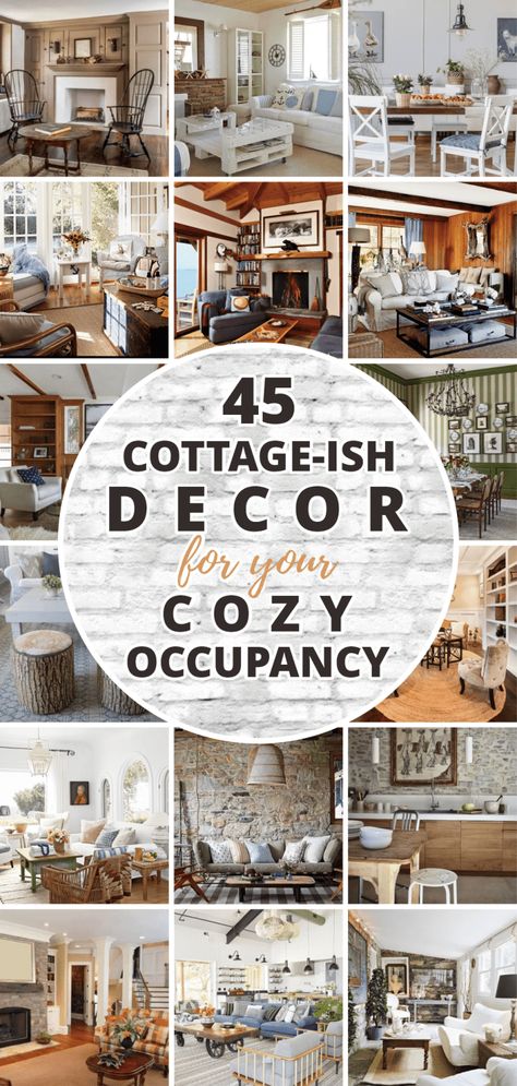 45 Cottage-ish Decor For Your Cozy Occupancy - Matchness.com Cottage Homes Decor, Cottage Interiors Cozy, Wall Tiles Ideas, Front Wall Tiles, Cottage Homes Interior, Cozy Cottage Interiors, Modern Cottage Decor, Wall Tile Ideas, Cottage Style Living Room