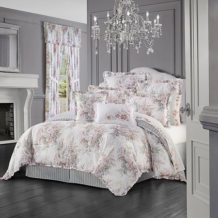 # Pieces In Set: 4Included: 1 Bed Skirt(s) With 15 Inch Drop, 2 King Sham(s), 1 Comforter(s)Bed Skirt Drop: 15 InWarmth Factor: Extra WeightBed Size: California KingFill Weight: 8 oz. of FillBedding Measurements: 104 Width/Inches, 92 Length/InchesBedding Fiber Content: 100% PolyesterBedding Filling Content: 100% PolyesterBed Skirt Fiber Content: 100% PolyesterFabric Description: WovenSham Fiber Content: 100% PolyesterDecor Styles: FarmhouseSham Care: Machine WashBedding Care: Dry Clean OnlyBed S Coral Comforter, Blush Bedding, Royal Court, King Comforter Sets, Queen Comforter Sets, Queen Comforter, Bedding Stores, King Comforter, Quilt Set