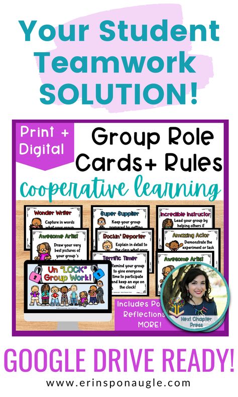 group role cards and rules print and digital Group Work Rules, Speaking Prompts, Group Roles, Student Reflection, Work Rules, Classroom Layout, Student Behavior, Parent Communication, Cooperative Learning