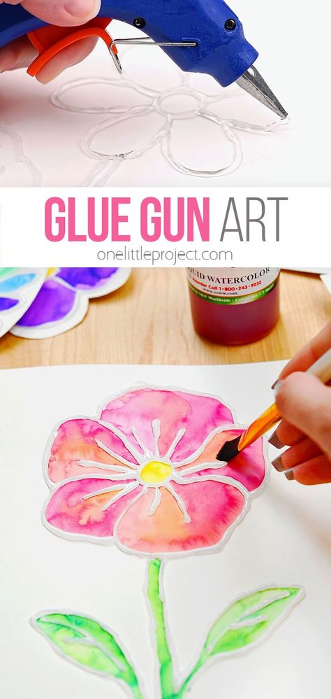 Learn how to 'paint' with a glue gun! Glue gun art flowers are SO MUCH FUN and they're really easy to make! This simple art project is a great craft for kids of all ages and adults - no special painting skills required! Flower Templates Printable Free, August Crafts, Flower Templates Printable, Special Painting, Glue Art, Painting Skills, Glue Painting, Easy Art Projects, Crafts For Seniors