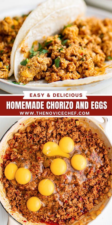 If you've got 20 min to spare, treat yourself to this filling Chorizo and Eggs recipe. This flavor-packed Mexican breakfast idea is so good! Chorizo Recipes Breakfast Burritos, Chorizo Breakfast Meal Prep, Chorizo Breakfast Tostadas, Mexican Eggs Breakfast, Chorizo And Eggs Tacos, Eggs With Chorizo, Soy Chorizo Recipes Breakfast, Keto Chorizo Breakfast, Chorizo Sausage Breakfast Recipes