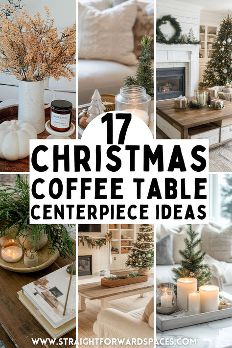 17 Best Christmas Coffee Table Decor Ideas Coffee Bar Christmas Ideas, Picture Frames Christmas Decorations, Christmas Decor Ideas Tray, Xmas Table Arrangements, Casual Christmas Table Decor, Living Room Table Decor Christmas, Christmas Table Simple Decor, Coffee Table Christmas Center Piece, Christmas Ideas For Coffee Table