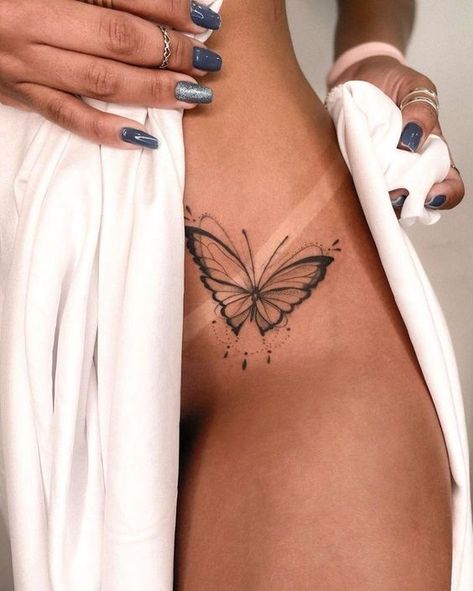 Inspiration Tattoos, Butterfly Tattoo Designs, Home Tattoo, Dainty Tattoos, Hot Tattoos, Hip Tattoo, Dope Tattoos, Tattoo Designs For Women, Tattoo Placement