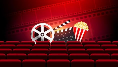 Fond De Scène De Cinéma Avec Pop-corn Cl... | Free Vector #Freepik #freevector #salle-cinema #salle-concert #concert-stage #film Concert Stage, Corn, Concert, Film