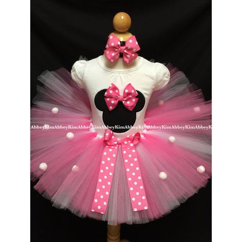 Minnie Mouse Tutu Set Silhouette Pink Bow Pompoms ($45) ❤ liked on Polyvore featuring grey and women's clothing Tutu Minnie, Minnie Mouse Tutu Dress, Minnie Mouse Outfit, Minnie Mouse Tutu, Mouse Outfit, Minnie Mouse Outfits, Diy Tutu, Diy Kostüm, Minnie Mouse Dress